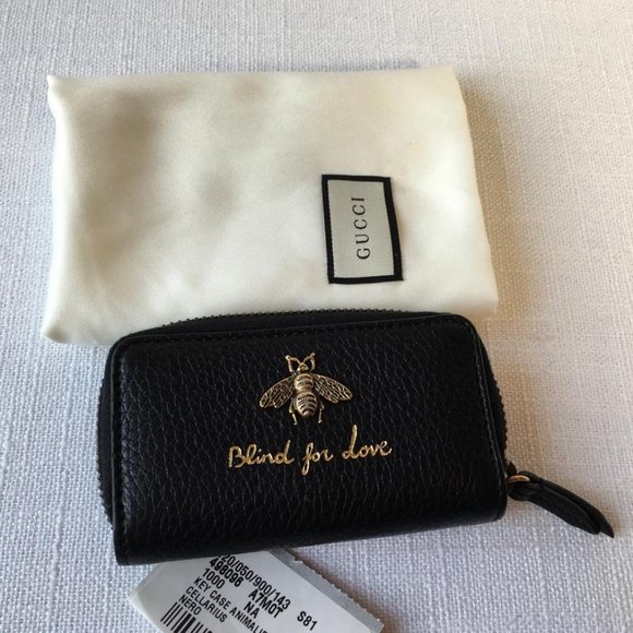 Gucci Woman Key Case Blind For Love Black DM89 - Picture 4 of 8